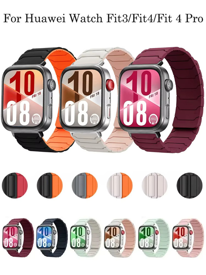 Huawei Uhrenarmband Silikon, Magnetisch, Schwarz, Huawei Uhr Fit 3/4 Pro - Bild 5
