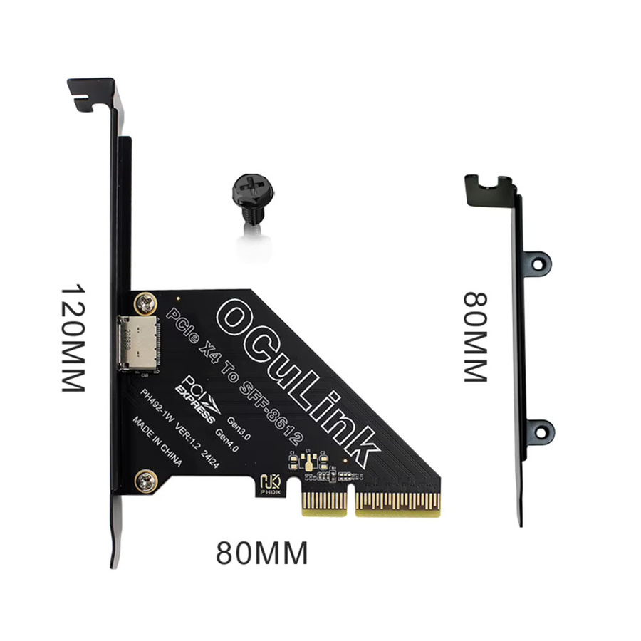 VODOOL PCIe zu SFF-8611 & SFF-8612 Oculink Adapterkarte für SSD, Schwarz - Bild 4