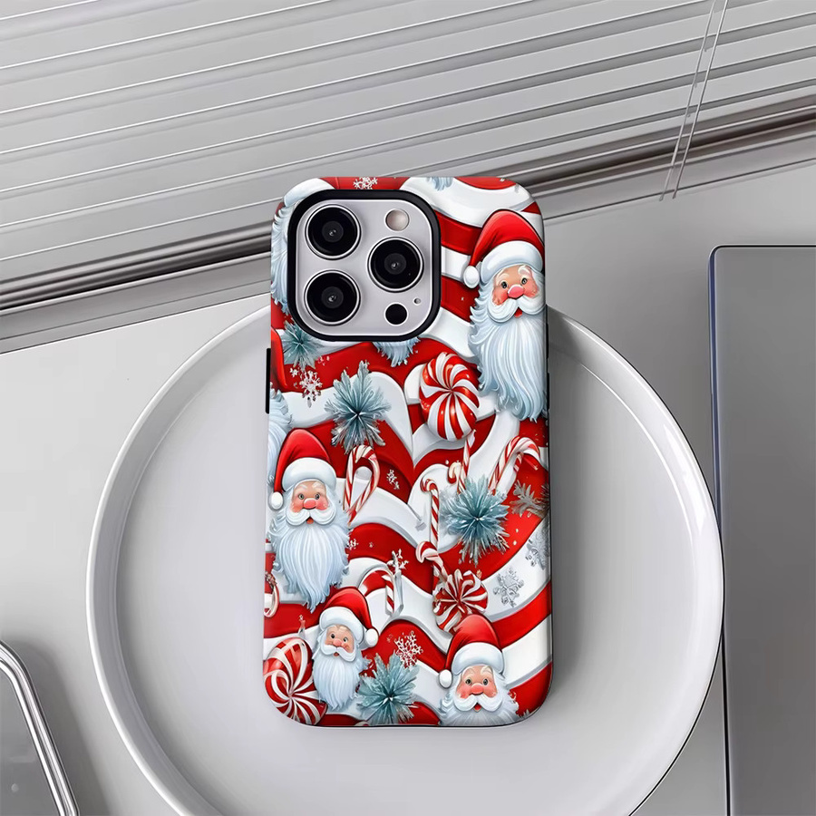 Weihnachtsmann-Collage Handyhülle für iPhone 17 16 15 14 13 12 11 Pro Max Plus mit doppelschichtiger Rückseite in Multicolour - Bild 4