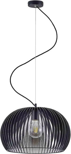 Lindby Pendelleuchte Jusra Modern Schwarz aus Metall 1-flammig E27 mit Käfigschirm - Bild 1