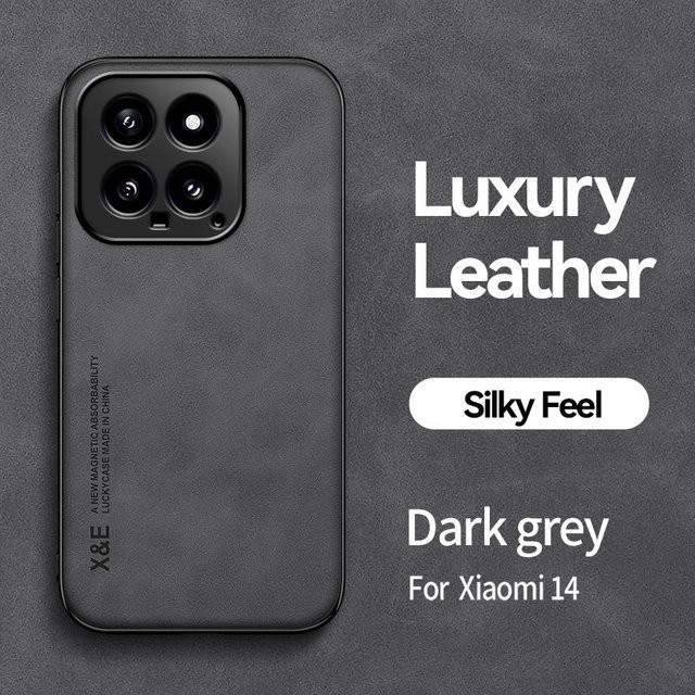 Magnetische Leder-Schutzhülle für Xiaomi 14 und Xiaomi 14 Pro, stoßfeste Handyhülle mit weicher Rückseite - Bild 1
