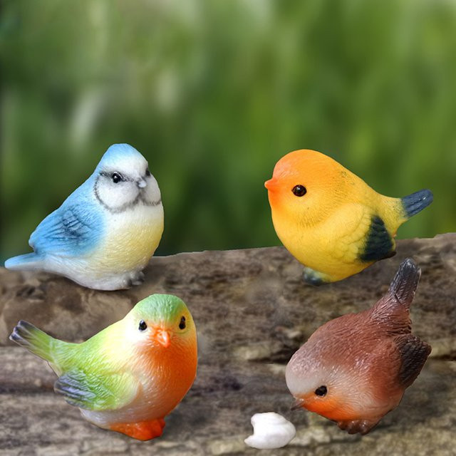 JETTING Miniatur-Papageien Modelle als niedliche Wildvogel-Tierfiguren in Gelb und Multicolour zur Dekoration deiner Landschaftsornamente und als Haushaltsdekoration - Bild 1