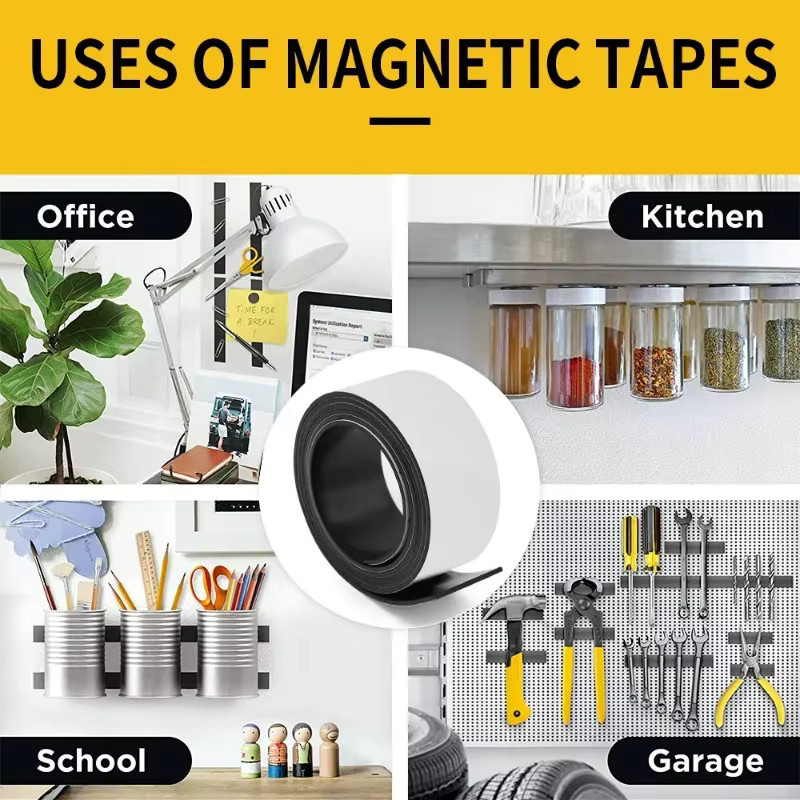 Selbstklebendes Magnetband in Schwarz und Weiß, flexibles Magnetband für Kühlschrank, Whiteboard und DIY-Projekte, doppelseitig klebend - Bild 5