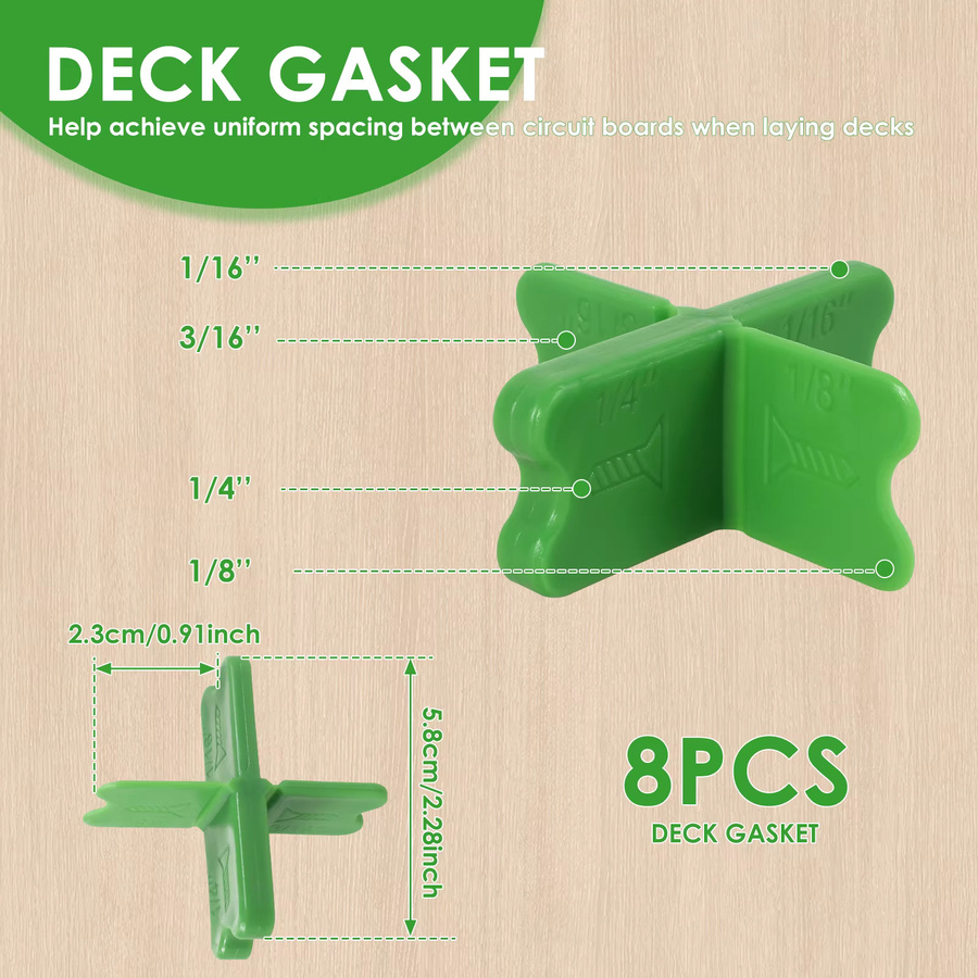 Toorise 4/8-teiliges ABS-Deckabstandshalter-Werkzeug Set mit 4 verschiedenen Dicken für druckbehandeltes Verbundwerkstoff, 1/16 Zoll, 1/8 Zoll, 3/16 Zoll, 1/4 Zoll - Bild 2