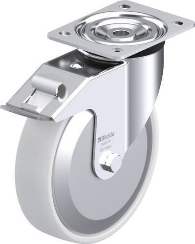 Blickle Lenkrolle L-PO 200G-FI-FA mit Feststeller, Rad-Durchmesser: 20 cm, Tragfähigkeit: 400 kg, verzinkt, grau-weiß - Bild 1