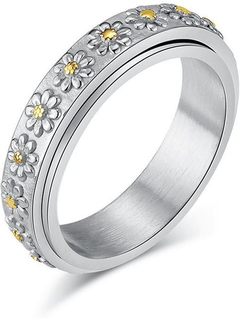 YIRAN Jewelry Drehring Sonnenblume, Edelstahl, Silber, Unisex - Bild 1