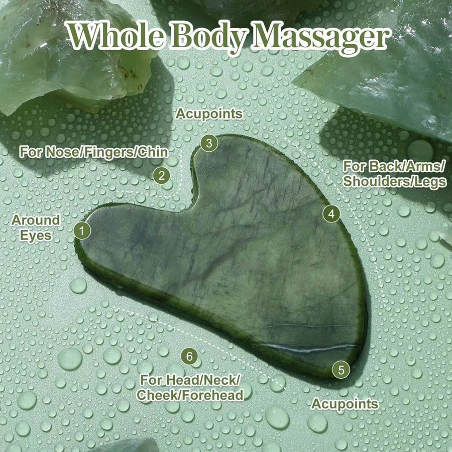 eelhoe Jade Gua Sha Gesichtswerkzeug, Unisex, für Gesicht und Körper - Bild 3