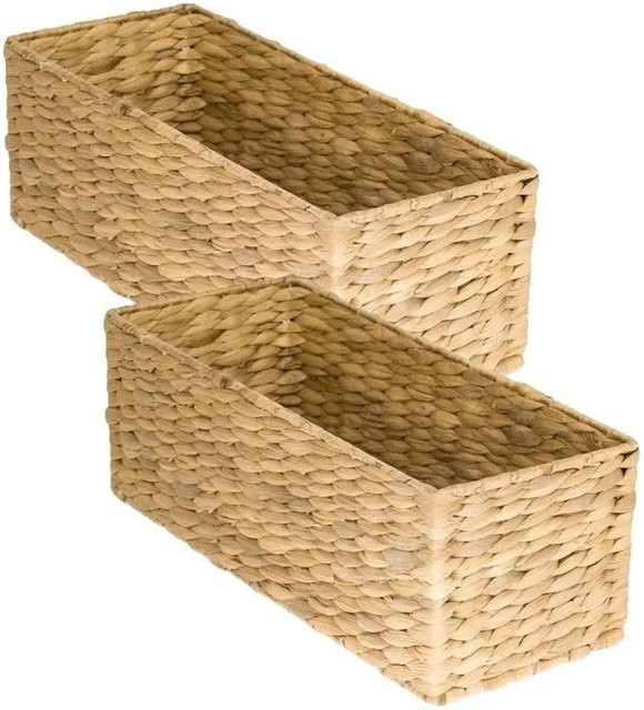 HMF Aufbewahrungskorb für das Badezimmer aus geflochtener Wasserhyazinthe und Seegras in Beige, B/T/H: 38 x 15 x 14 cm - Bild 1