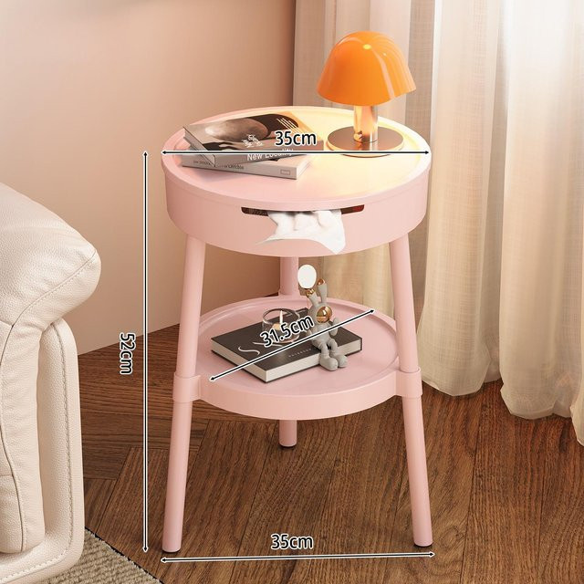 LIUSHADUOLA Runder Couchtisch und Beistelltisch im minimalistischen Design, Weiß oder Rosa - Bild 1
