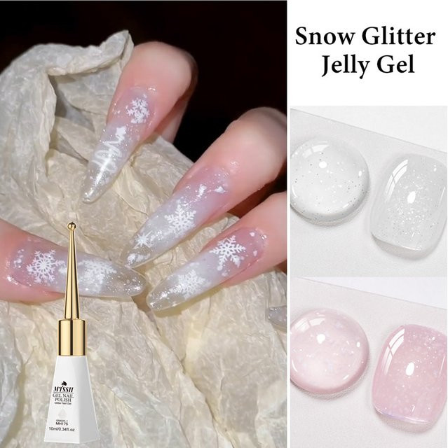 Mtssii Nagellack Gel, Schnee Glitter, Weiß Rosa, 10 ml - Bild 1