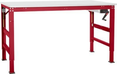 Manuflex Arbeitstisch Ergo K mit Kurbel in Rubinrot, B/T: 200 x 80 cm - Bild 1