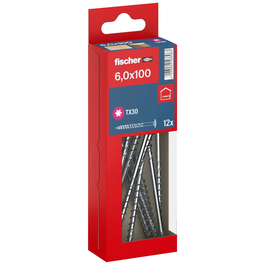 Fischer Holzbauschraube PowerFast II Tellerkopf TX Teilgewinde Ø 6 mm, Länge: 100 mm, verzinkt, 12 Stück - Bild 2