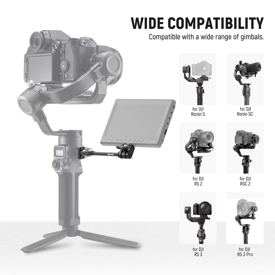Neewer Feldmonitor-Halterung in Schwarz, 360 Grad drehbare Kamera-Monitor-Halterung mit 1/4 Zoll Gewinde, kompatibel mit DJI RS 2 und RSC 2 - Bild 3