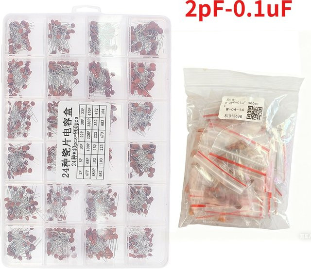 Keramikkondensator-Set mit 300 bis 960 Stück, Kapazitäten von 2PF bis 0,1 UF, 50 V, elektronische Komponenten für DIY-Projekte - Bild 1