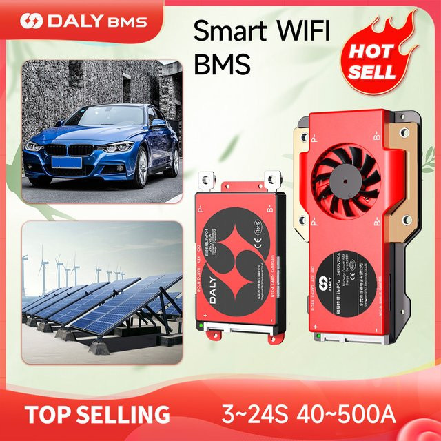 Daly Smart BMS mit WLAN-Modul und CAN für LiFePo4 und Li-Ion Akkus, Farbe: Rot - Bild 1