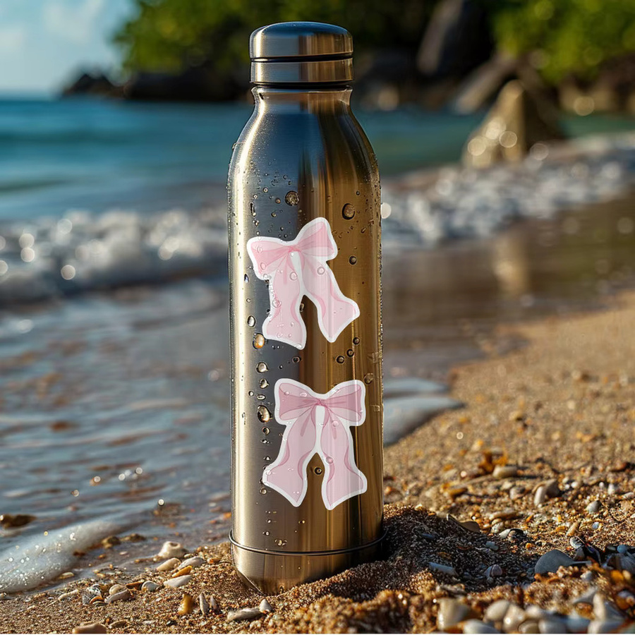 50 Stück wasserfeste rosa Schleifen-Graffiti-Aufkleber von BulingBulingStickers Store zur Dekoration von Gepäck und Wasserbechern - Bild 2