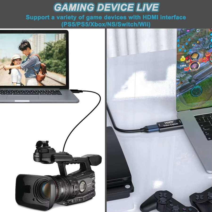 LccKaa USB Video Capture Card Full HD 1080P HDMI Game Grabber in Schwarz für PC und Live-Streaming - Bild 3