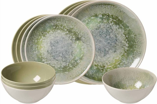 Ritzenhoff & Breker Basic-Set Cecina Dinner-Service aus Keramik, Grün, 12er Set - Bild 1