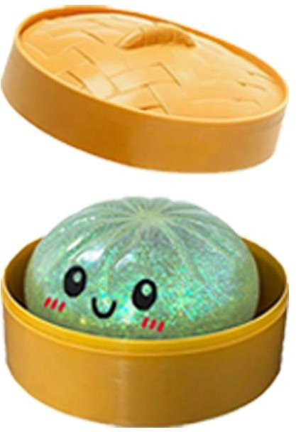 Glitzer Brötchen Squishy, Knetball, mit Perle & Dampfer, Fidget Spielzeug - Bild 1