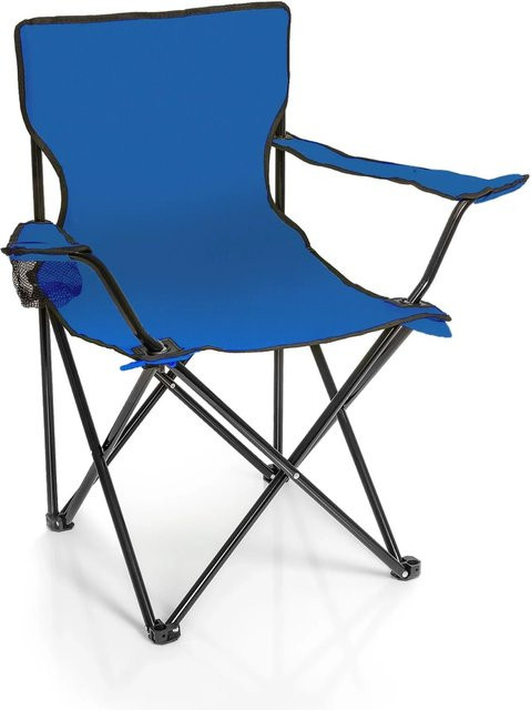 BigDean Faltstuhl Blau mit Getränkehalter und Tragetasche, Klappbarer Anglerstuhl und Campingstuhl mit Armlehnen - Bild 1
