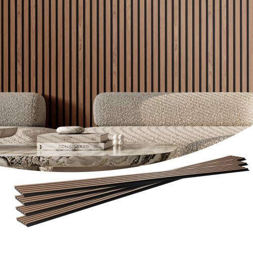 VEVOR Akustikpaneele aus MDF in Walnuss, 4er-Set zur Geräuschreduzierung und Wandgestaltung, B: 20 cm, H: 240 cm - Bild 1
