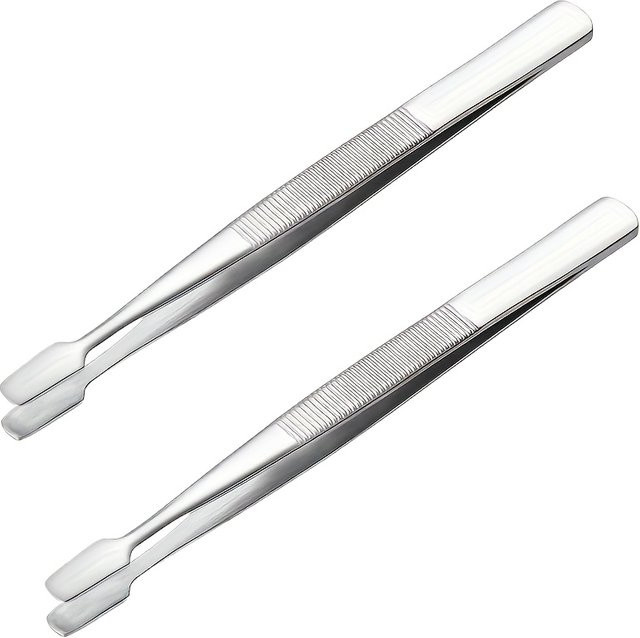 Ouriner Präzisionsstempel- und Sammelpinzette aus Metall in Silber mit breiter Spitze für Münzen und Philatelie - Bild 1