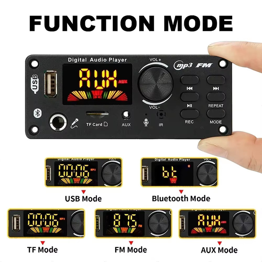 KEBIDU 80W Bluetooth Verstärker Modul mit FM-Radio, MP3-Player, USB und Mikrofon-Aufnahmefunktion in Schwarz - Bild 2