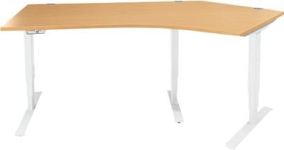 Schäfer Shop Genius Winkelschreibtisch AERO FLEX, elektrisch höhenverstellbar, 135 Grad Winkel rechts, Farbe Buche/weiß, B: 216,5 cm - Bild 1