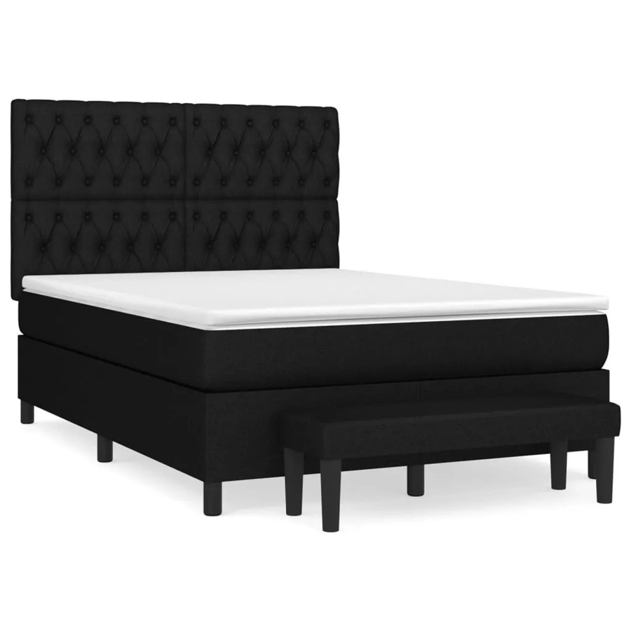 vidaXL Hybrid-Boxspringbett mit Matratze und Kopfteil in Schwarz, B/T/H: 140 x 200 x 144 cm - Bild 2