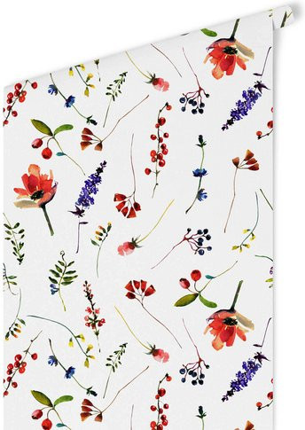 K&L Wall Art Vintage Vliestapete mit Hagebutte und Johannisbeeren, mehrfarbig, matt - Bild 1