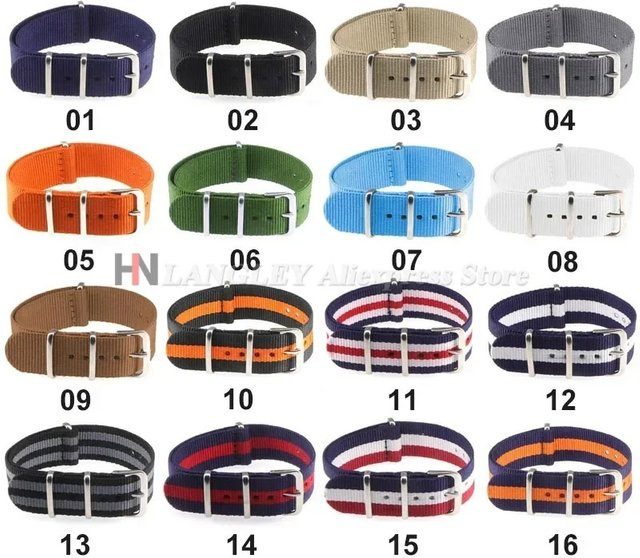 Uhrenarmband Nylon, Schwarz, Textil/NATO, Unisex - Bild 1