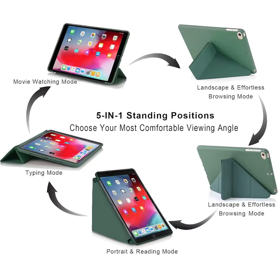 Faltbare Tablet-Hülle aus PU-Leder für Apple iPad Air, Pro, Mini und verschiedene Modelle in Grün - Bild 5