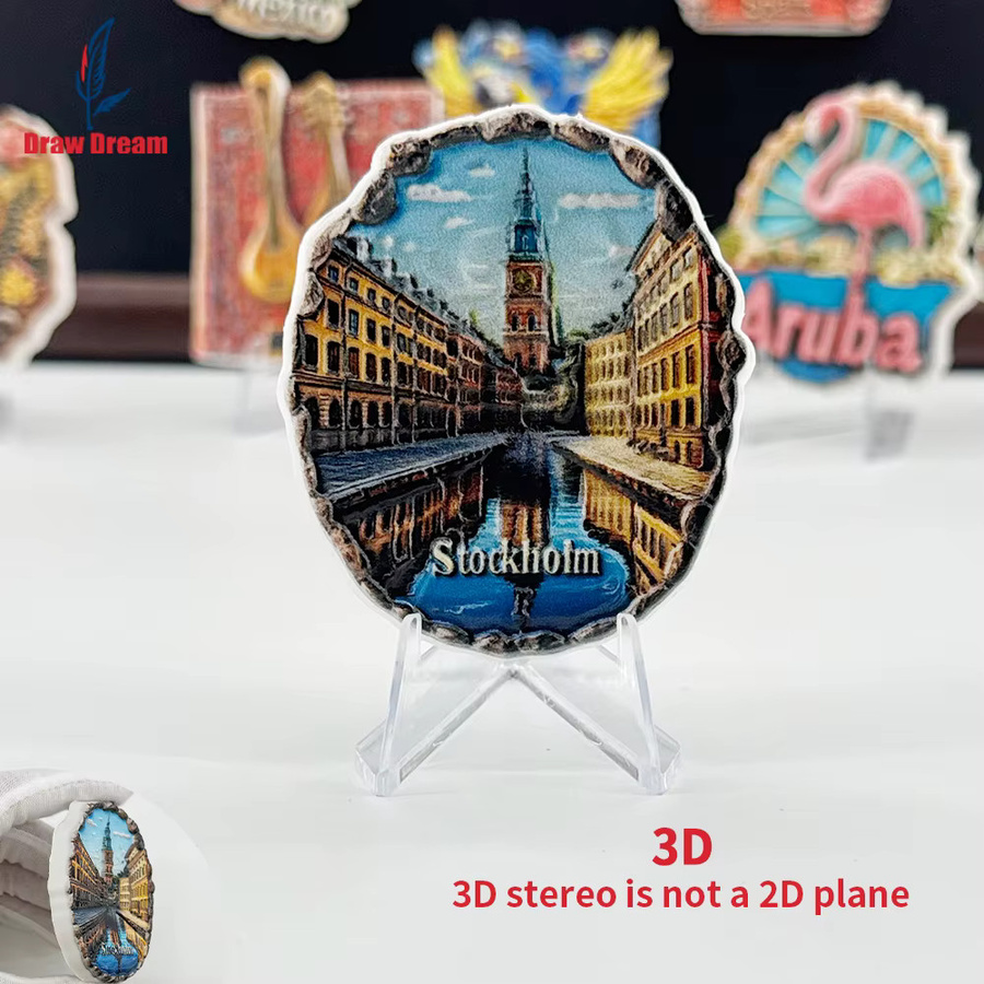 Kreativer Kühlschrankmagnet Stockholm Schweden im klassischen 3D-Stil, Mehrfarbig - Bild 2