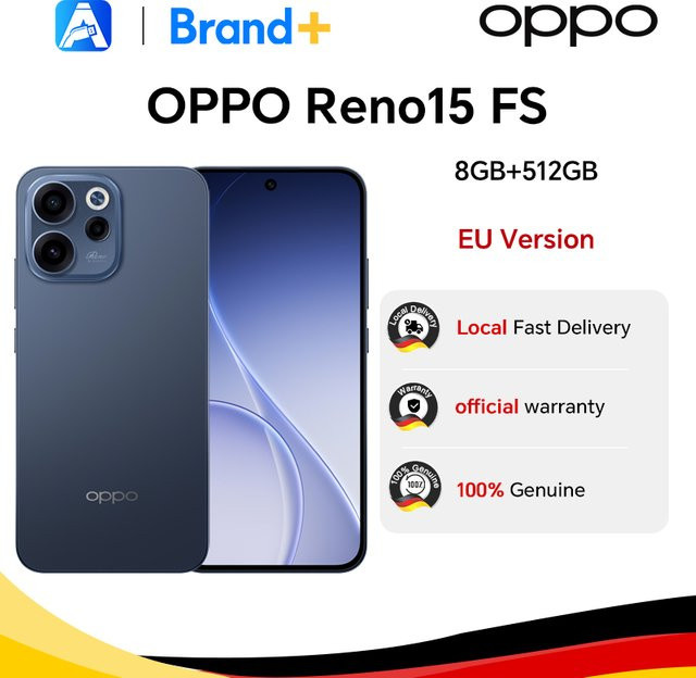 Oppo Reno15 FS 5G Smartphone Blau mit 512 GB Speicher und 8 GB RAM, Snapdragon 6 Gen 1, 6,57 Zoll Display und 50-MP-Kamera - Bild 1