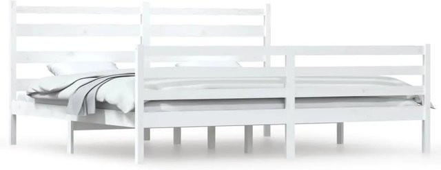vidaXL Massivholzbett aus Kiefer in Weiß mit rustikaler Optik, B/T: 200 x 200 cm - Bild 1