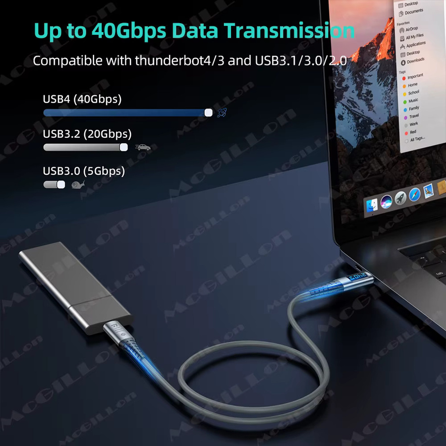 MCGILLON USB4.0 Typ-C zu Typ-C Kabel mit Digital Display, 240W Schnellladekabel für 8K@60Hz, USB-C Datenkabel für iPhone, Huawei, iPad und Laptop - Bild 3