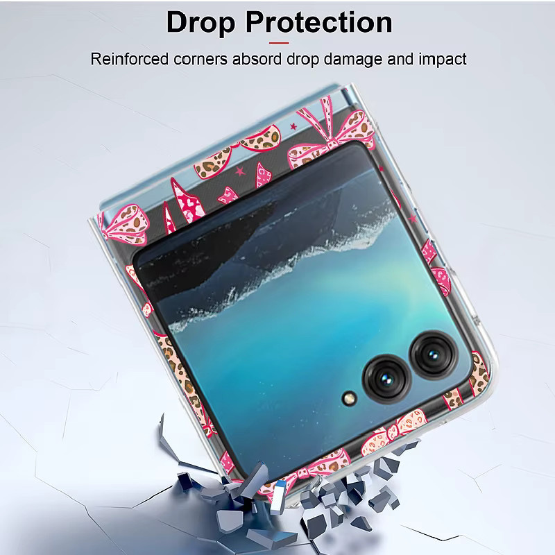 MOESOE Transparente Handyhülle mit Schleifenmuster für Motorola Razr 60 40 50 Ultra, stoßfeste faltbare Schutzhülle - Bild 4
