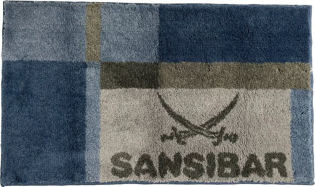 Badematte SANSIBAR in Blau mit maritimem Design, B/T: 60 x 100 cm - Bild 1