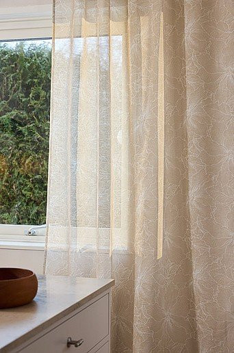 PION Multifunktionsgardine Beige mit floralem Muster, transparent, Höhe: 135 cm - Bild 1