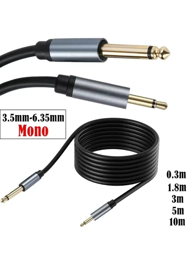 MACDOT Audio-Adapterkabel Mono TS 6,35 mm auf 3,5 mm Klinke, Schwarz - Bild 6
