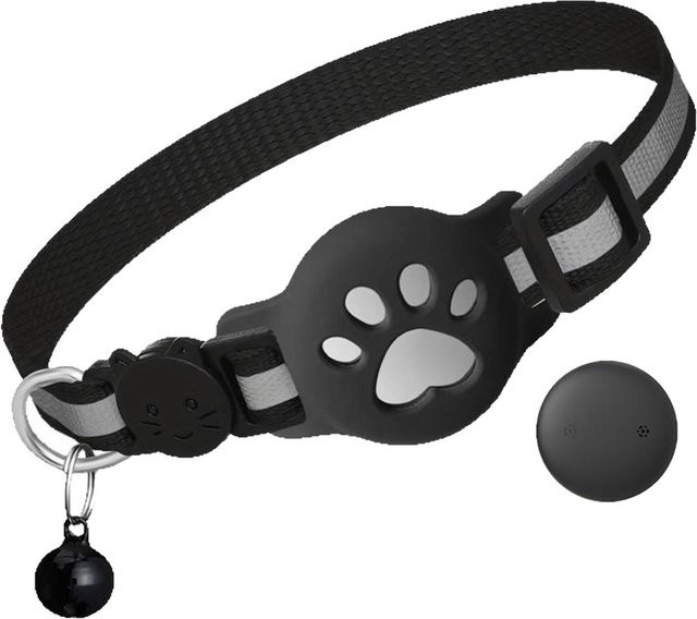 Livia Home Katzen-Tracker-Halsband für iOS und Android, wasserdicht mit Klingel, schwarz - Bild 1