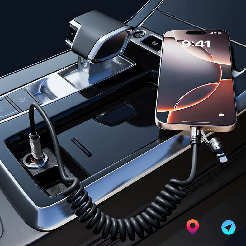 65 W Vier-in-Eins Teleskop Auto Datenkabel in Schwarz mit CarPlay Kompatibilität für Apple und Huawei Geräte - Bild 5