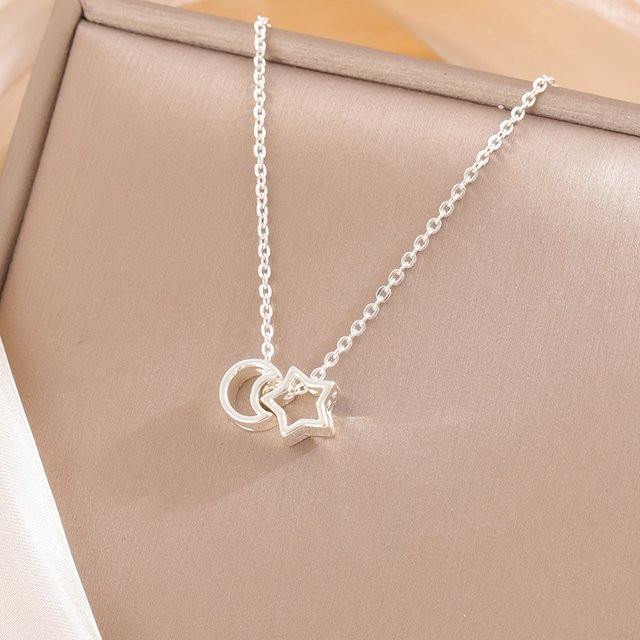 Halskette 925 Silber, Stern und Mond, Damen - Bild 1