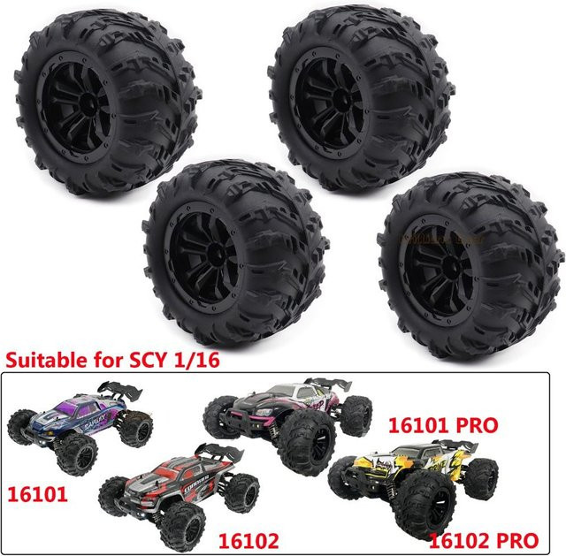 JJRC RC Auto Reifen, 1/16, 1/14, 12mm Hex-Radreifen, Schwarz, Gummi - Bild 1
