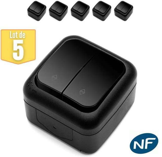 Viko by Panasonic Set mit 5 wasserdichten IP54 Doppelwechselschaltern in Schwarz - Bild 1