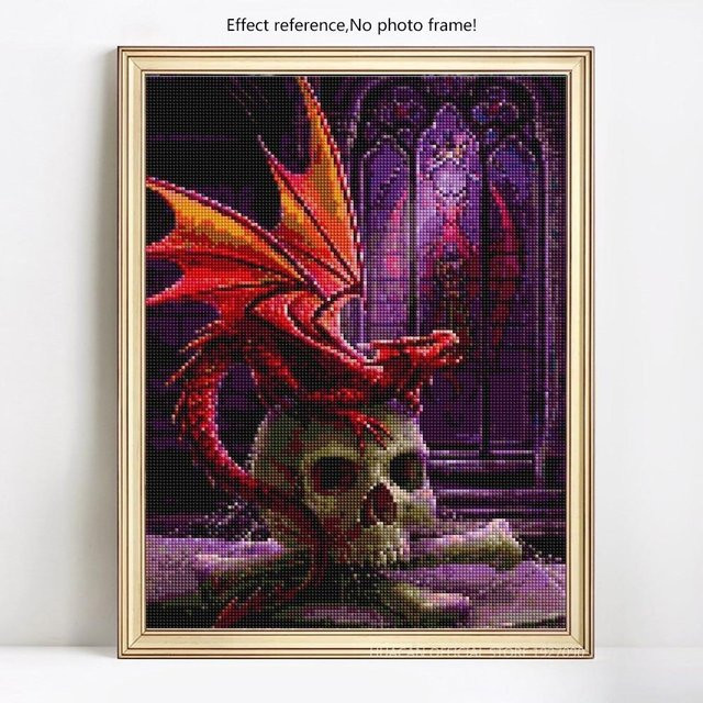 FIYO Diamant-Malerei Totenkopf-Kristall-Stickerei als modernes Mosaik-Bild in Grau, Breite: 30 cm - Bild 1