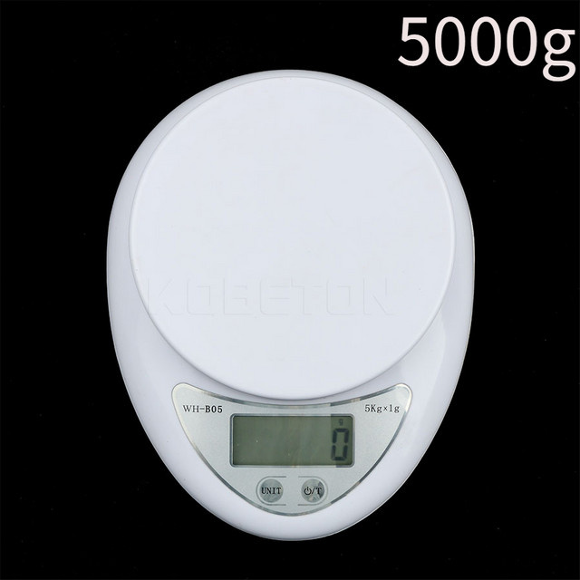Digitale Küchenwaage kebidumei mit LED-Display in Weiß, Tragbare Elektronische Waage für Lebensmittel und Kaffee bis 5 kg - Bild 1