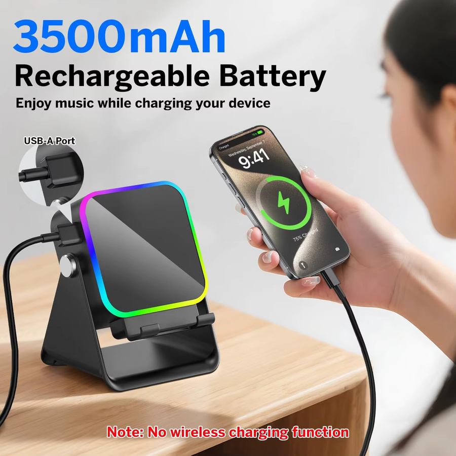VIKEFON 5-in-1 Bluetooth Telefonhalter und tragbarer Lautsprecher mit RGB-Licht und automatischer Induktion in Schwarz oder Weiß - Bild 4