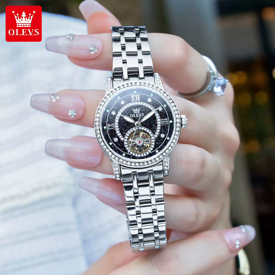OLEVS Armbanduhr, Edelstahl, Diamant, Damen, Handaufzug, Silber - Bild 5