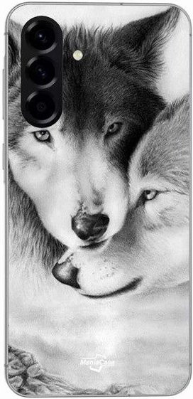 Maniacase Silikon Hülle für Samsung Galaxy A36 mit Wolf und Wölfin Motiv in Schwarz und Weiß - Bild 1
